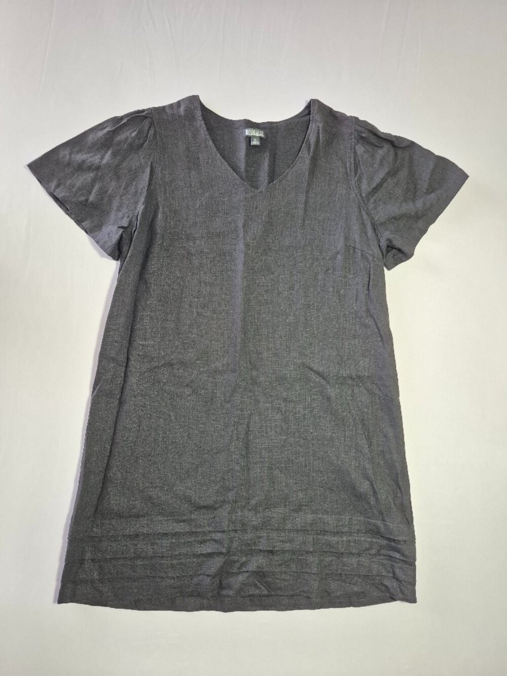 Nicole Miller Originals Womens Size Xl Black Linen Blend V Neck Shift Dress